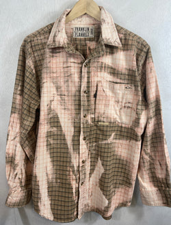 Vintage Brown, Sage Green and Pink Flannel Size Large