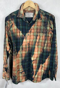 Vintage Green, Gold and Navy Blue Flannel Size Medium