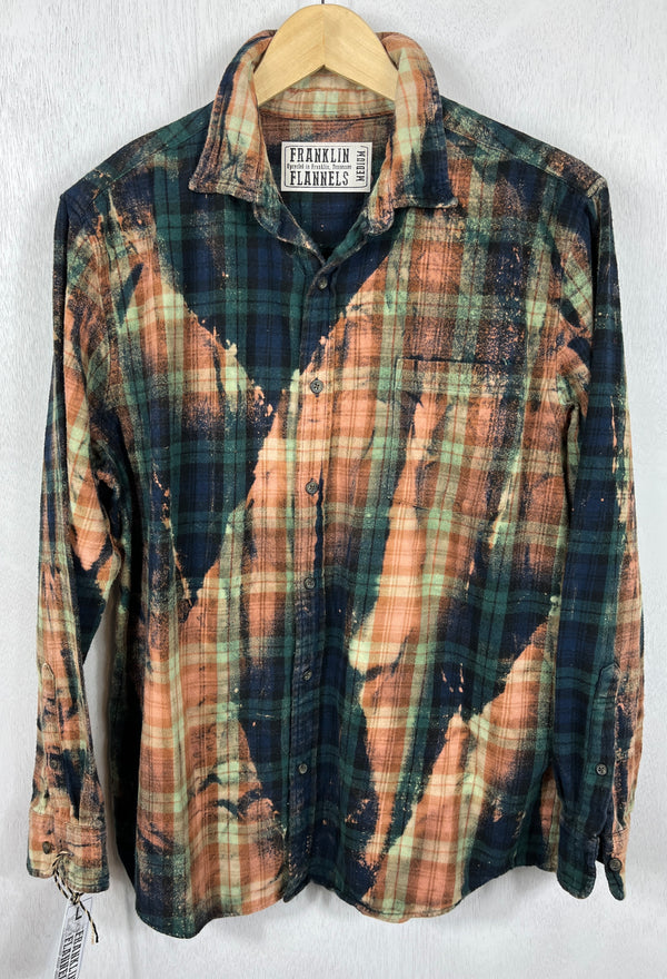 Vintage Green, Gold and Navy Blue Flannel Size Medium