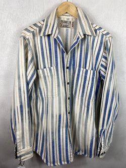 Vitnage Light Blue, White and Cream Flannel Jacket Size Medium