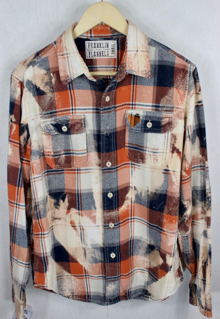 Vintage Orange, Cream and Navy Blue Flannel Size Small