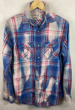 Vintage Western Style Royal Blue, White and Red Lightweight Cotton Size Medium