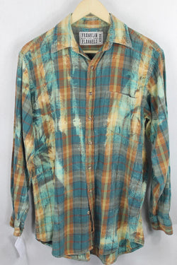 Vintage Rust, Cream, and Blue Flannel Size Medium