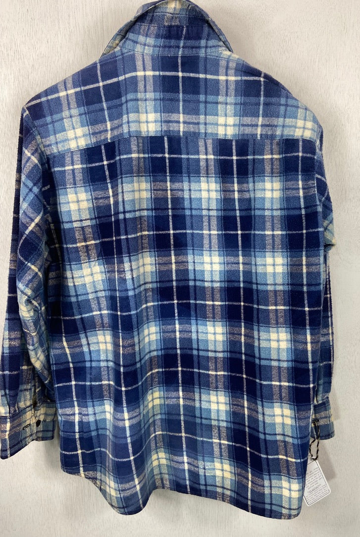 Vintage Retro Blue and White Flannel