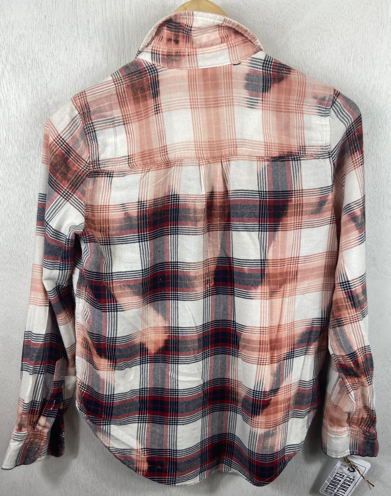 Vintage Red, White, Dusty Rose and Black Flannel Size Small