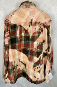 Vintage Reversible Greeen, Rust and Cream Flannel Jacket Size XL