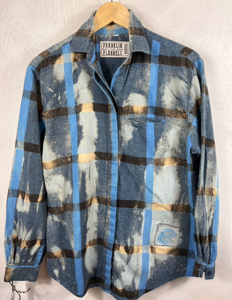Vintage Royal Blue, Denim Blue and Black Flannel Size Medium