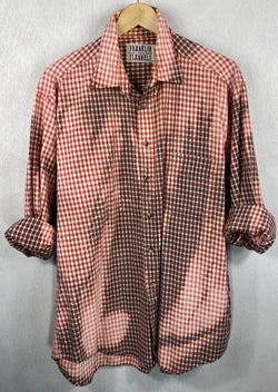 Vintage Taupe, Cherry Red and White Lightweight Cotton Size Large