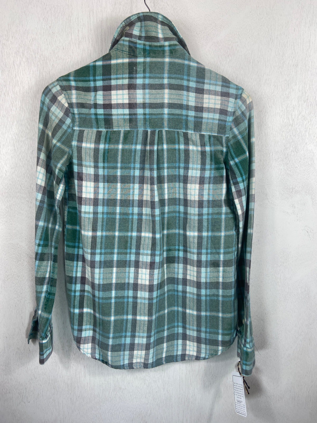 Vintage Retro Teal, Seafoam Green and White Flannel Size Small