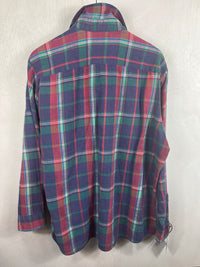 Vintage Retro Blue, Red and Green Flannel Size XL