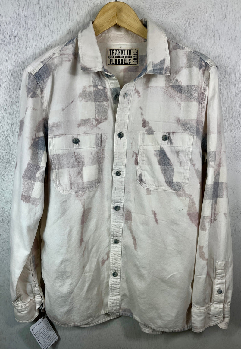 Vintage Grey, White and Pale Pink Flannel Size Small