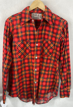 Vintage Retro Red, Navy and Yellow Flannel Size Small