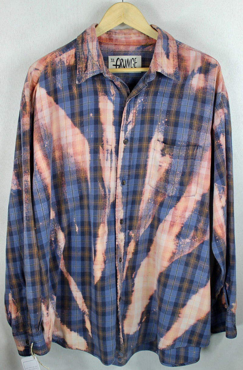 Grunge Vintage Slate Blue and Pink Flannel Size XL