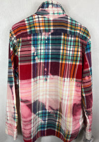 Vintage Pink, Turquoise and Green Flannel Size Large