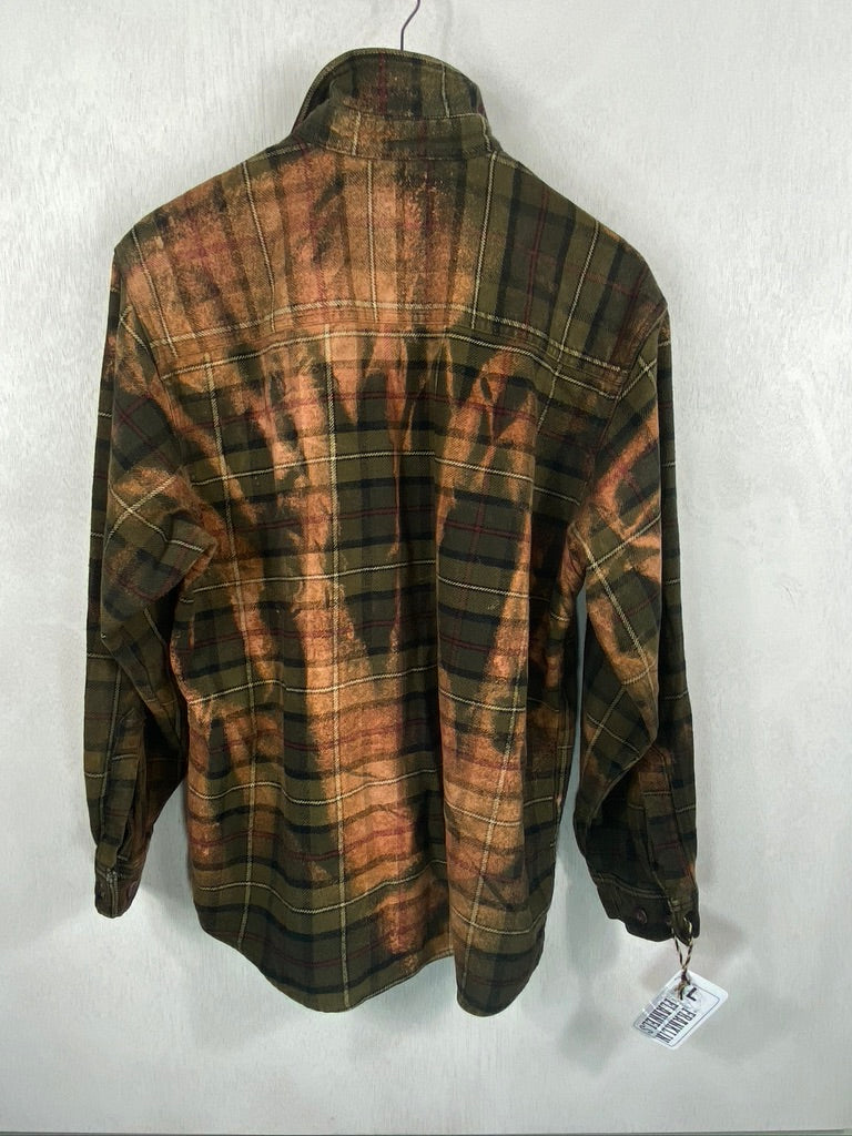 Vintage Grunge Army Green and Brown Flannel Jacket Size Large