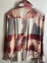 Vintage Western Style Pink, Cream and White Flannel Size Small