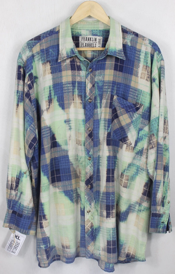 Vintage Blue, Turquoise and Seafoam Green Grunge Flannel Size XL
