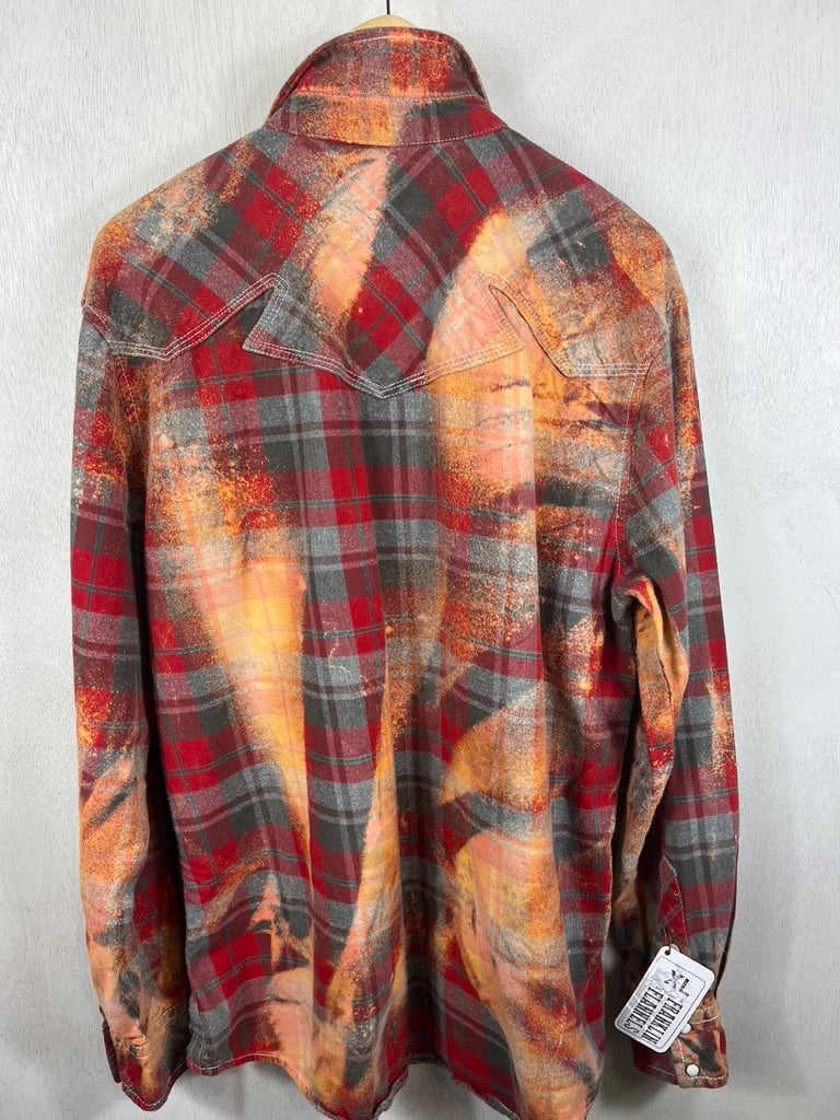 Vintage Western Style Red, Grey and Gold Flannel Size XL
