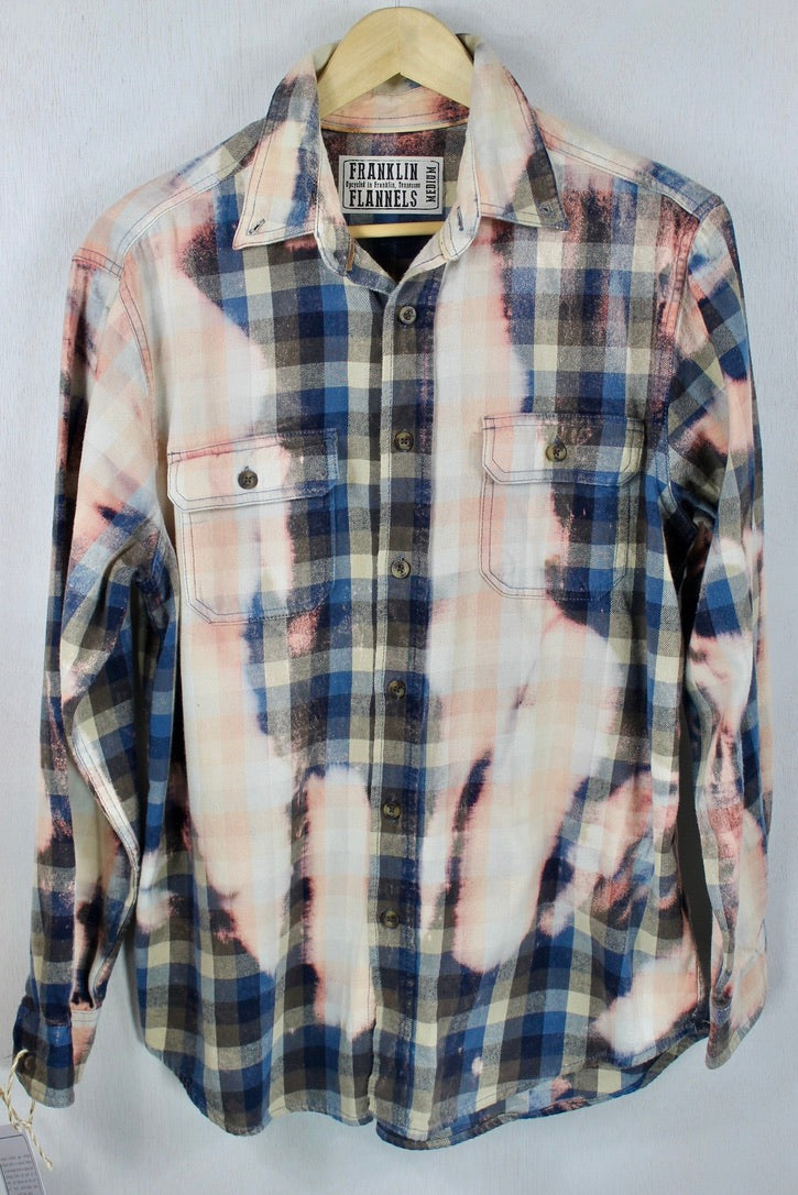 Vintage Navy Blue, Grey and Pink Flannel with Bling Size Medium