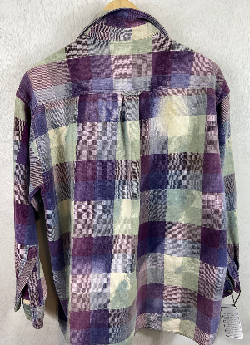 Vintage Purple, Sage Green and Cream Flannel Size XL