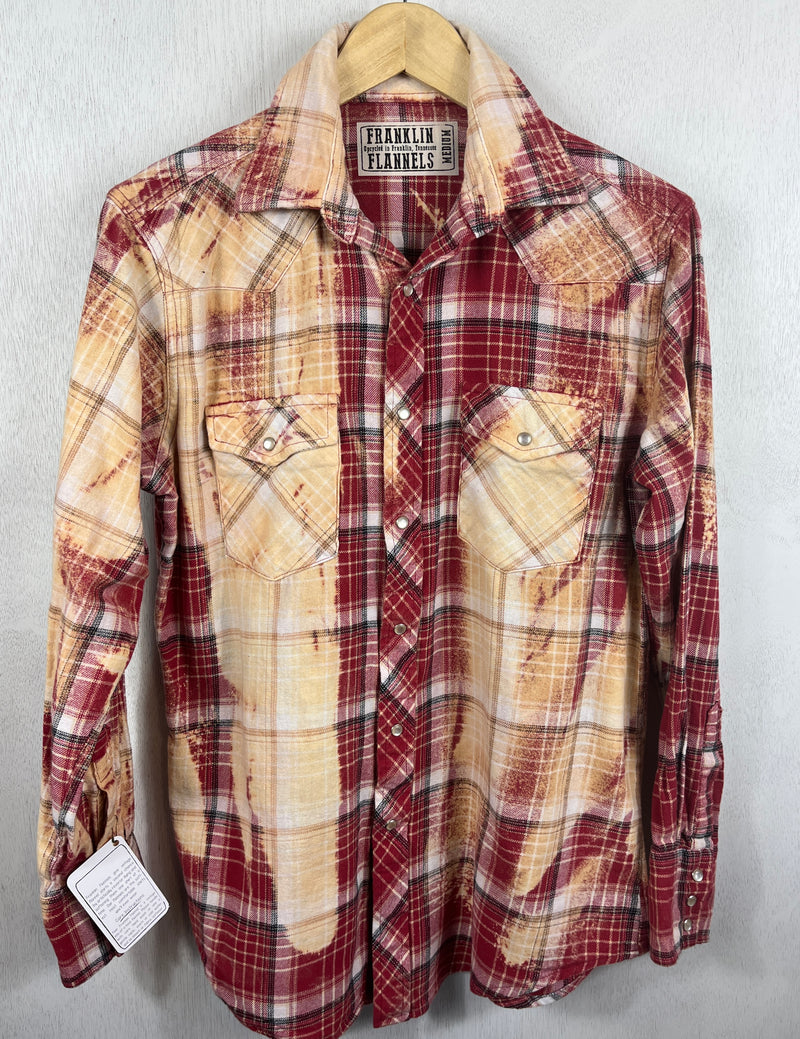 Vintage Western Style Red, Gold and White Flannel Size Medium