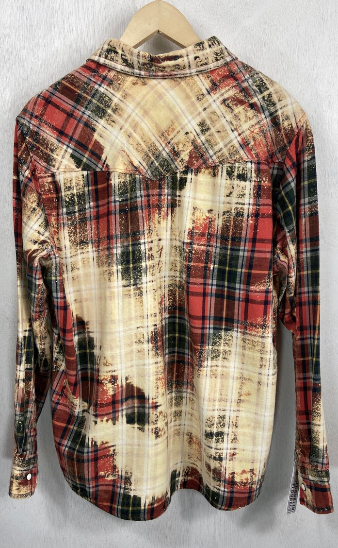 Vintage Western Style Red, Black and Gold Flannel Size Medium