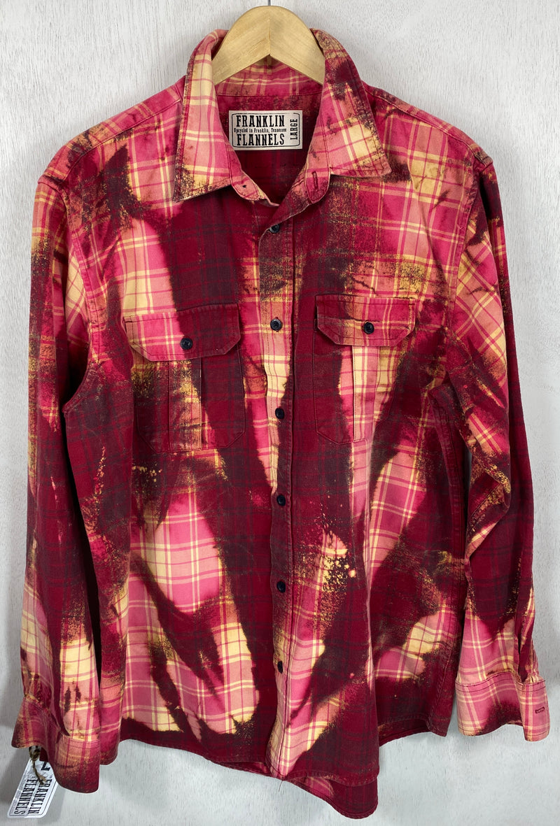 Vintage Red, Pink and Pale Yellow Flannel
