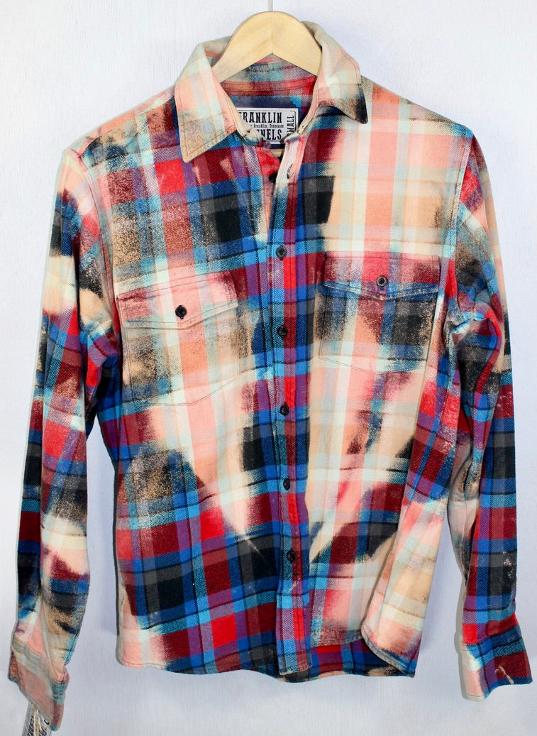 Vintage Royal Blue, Red, Black and Pink Flannel Size Small