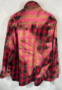 Vintage Red, Black, Pink and Gold Flannel Jacket Size XL