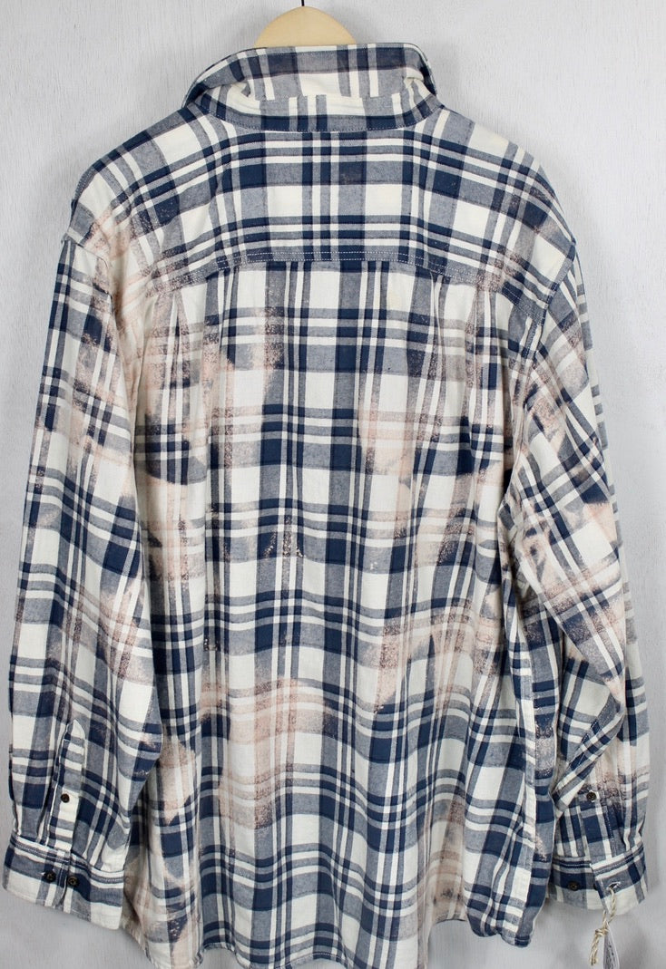 Vintage Blue, White and Cream Flannel Size XL Tall