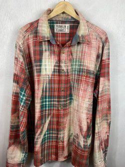 Vintage Burnt Red, Green and Cream Flannel Size XL
