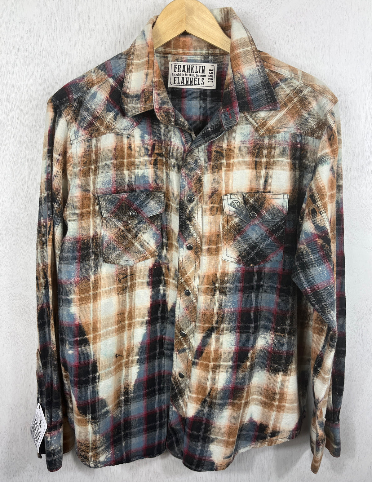 Vintage Western Style Grey, Red and Rust Flannel Size Large