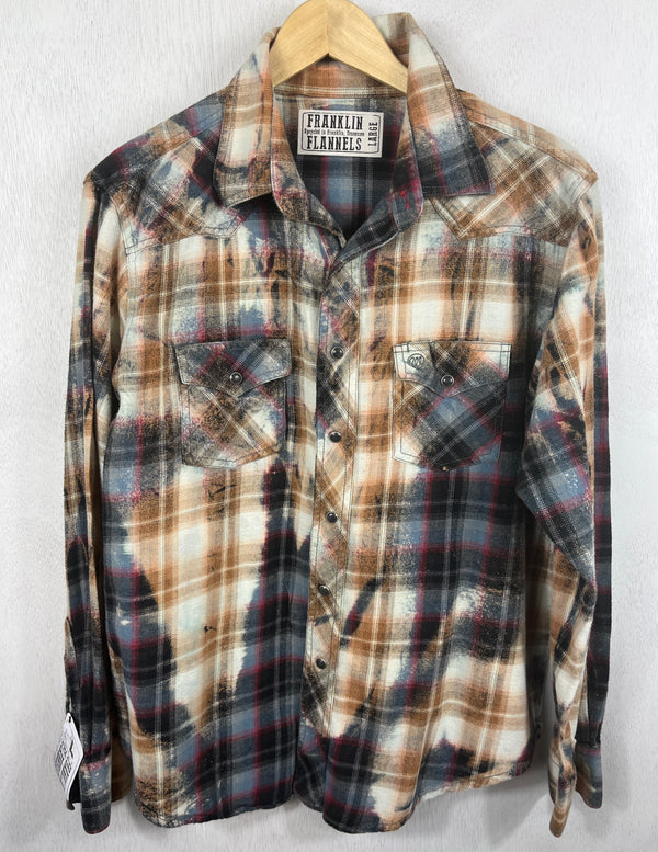 Vintage Western Style Grey, Red and Rust Flannel Size Large