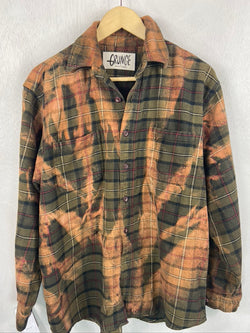 Vintage Grunge Army Green and Brown Flannel Jacket Size Large