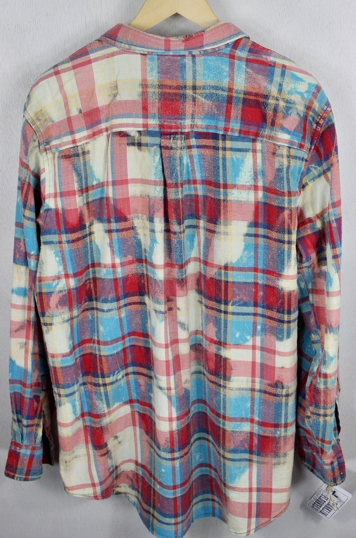Vintage Sky Blue, Pink and Red Flannel Size Large