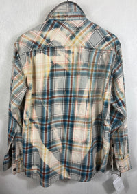 Vintage Turquoise, Cream, Grey and Brick Red, Size Medium