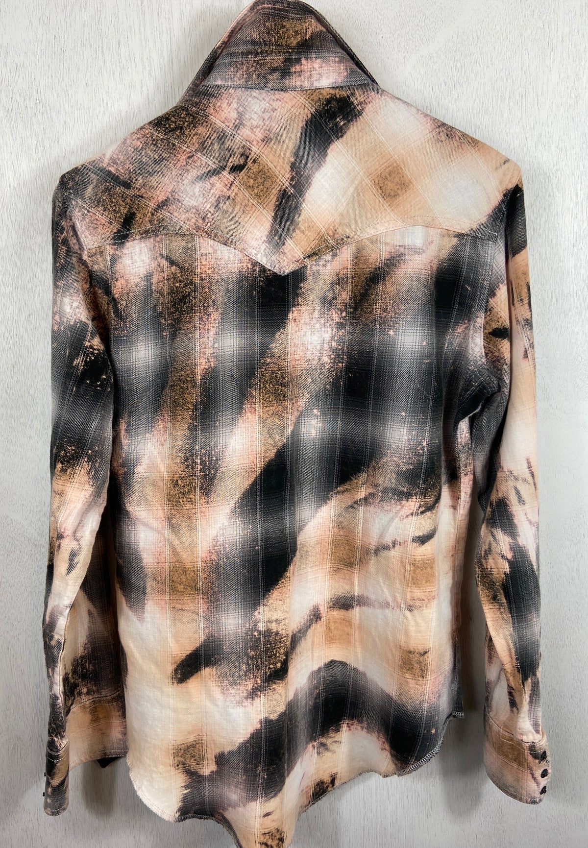 Vintage Western Style Grey, Peach and Cream Flannel Size Small