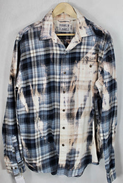 Vintage Navy, Light Blue and Cream Flannel Size Large