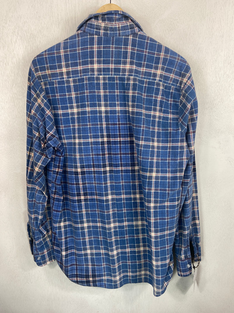 Vintage Retro Royal Blue, Red and White Flannel Size Medium