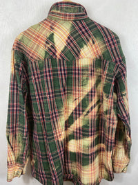 Vintage Green, Light Yellow and Red Flannel Jacket Size XL
