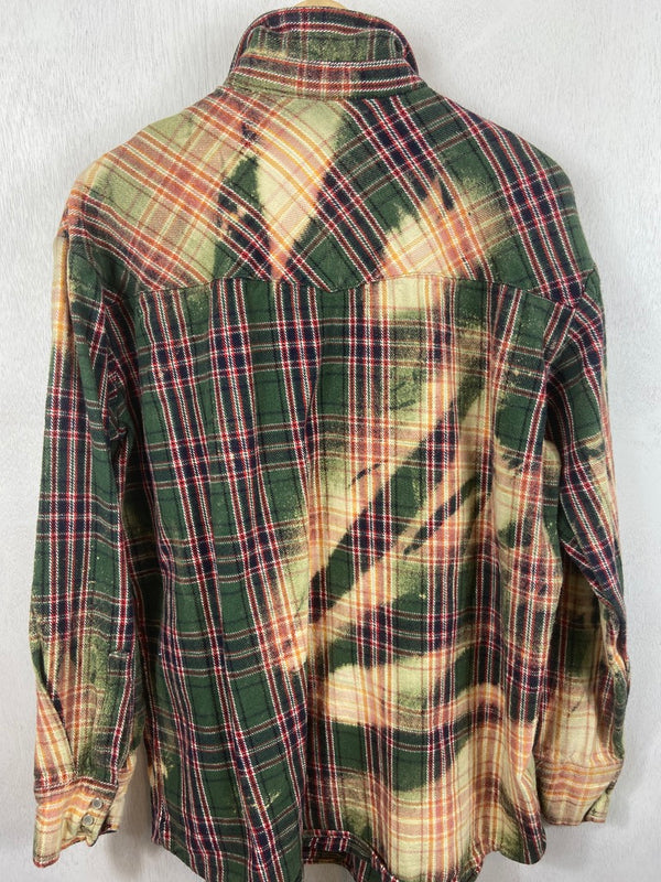 Vintage Green, Light Yellow and Red Flannel Jacket Size XL