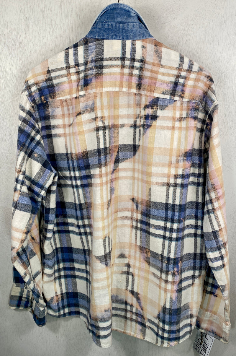 Vintage Blue, Light Yellow and White Flannel Size XL
