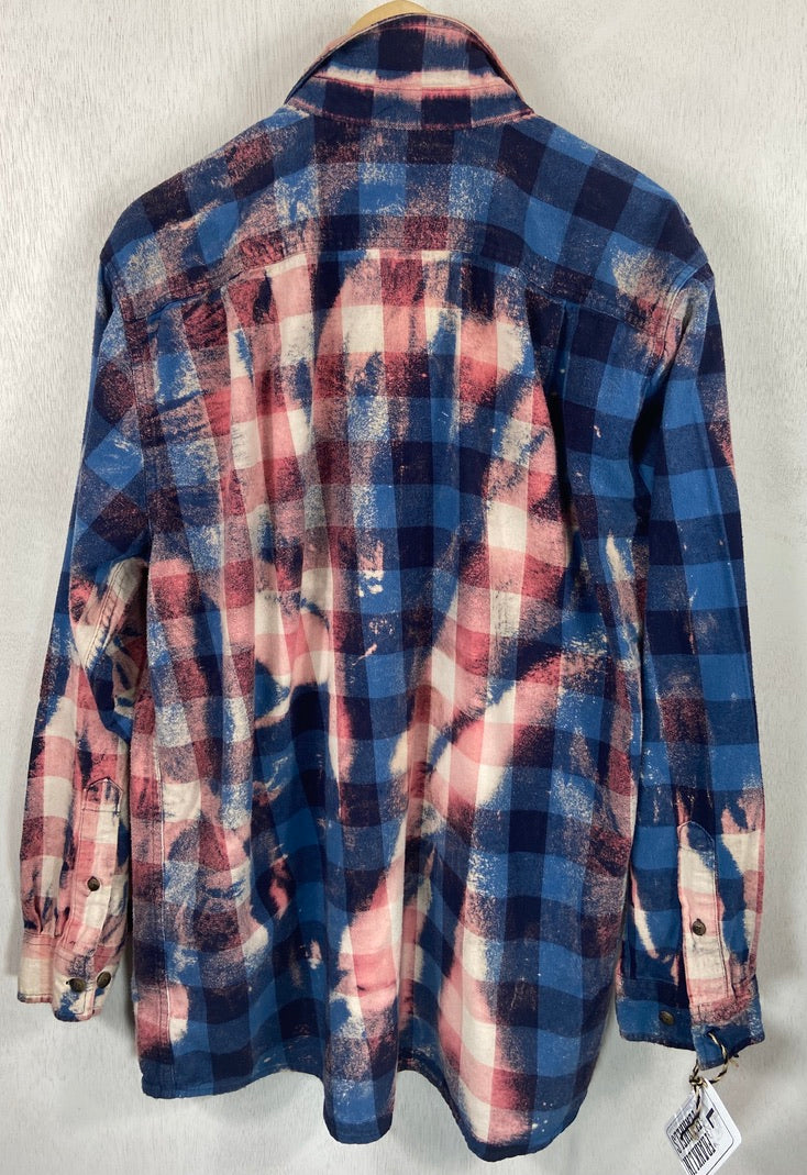 Vintage Royal Blue, Navy and Pink Flannel Size Large