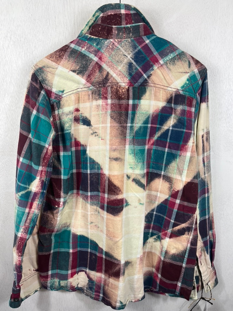 Vintage Teal, Burgundy and Cream Flannel Size Medium