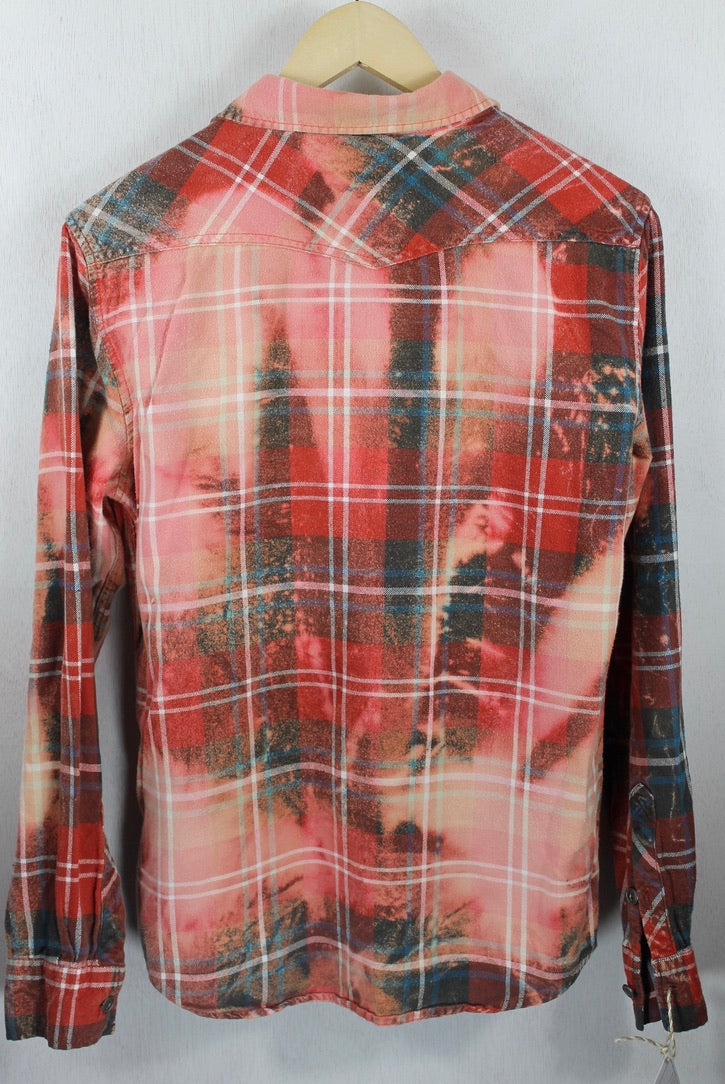 Vintage Western Style Red, Pink and Blue Flannel Size Small