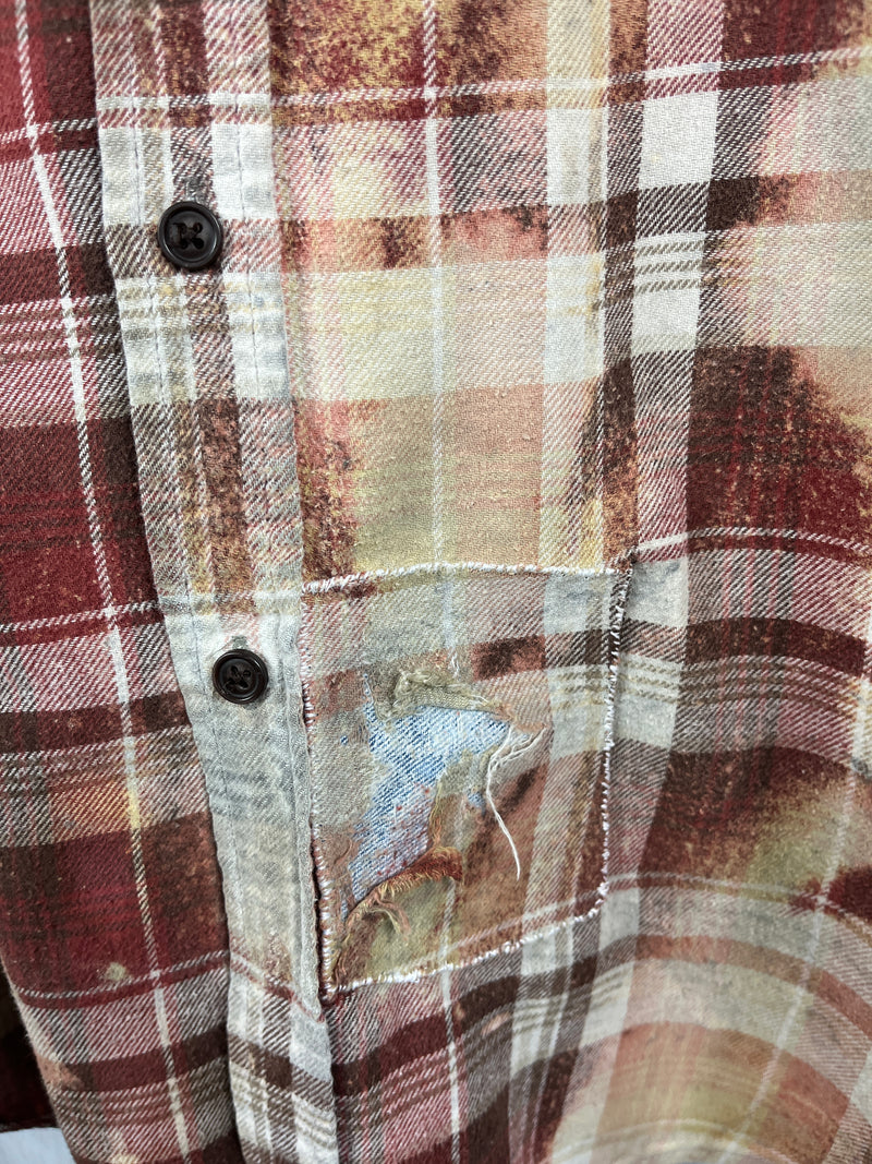 Vintage Brick Red, Gold and White Flannel Size Large