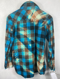 Vintage Turquoise, Black and Rust Flannel Size XS