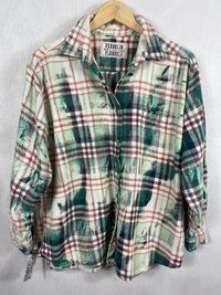 Vintage Green, White and Red Flannel Size Medium