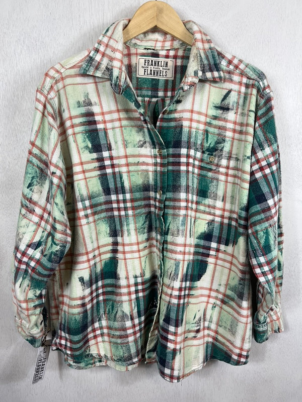 Vintage Green, White and Red Flannel Size Medium