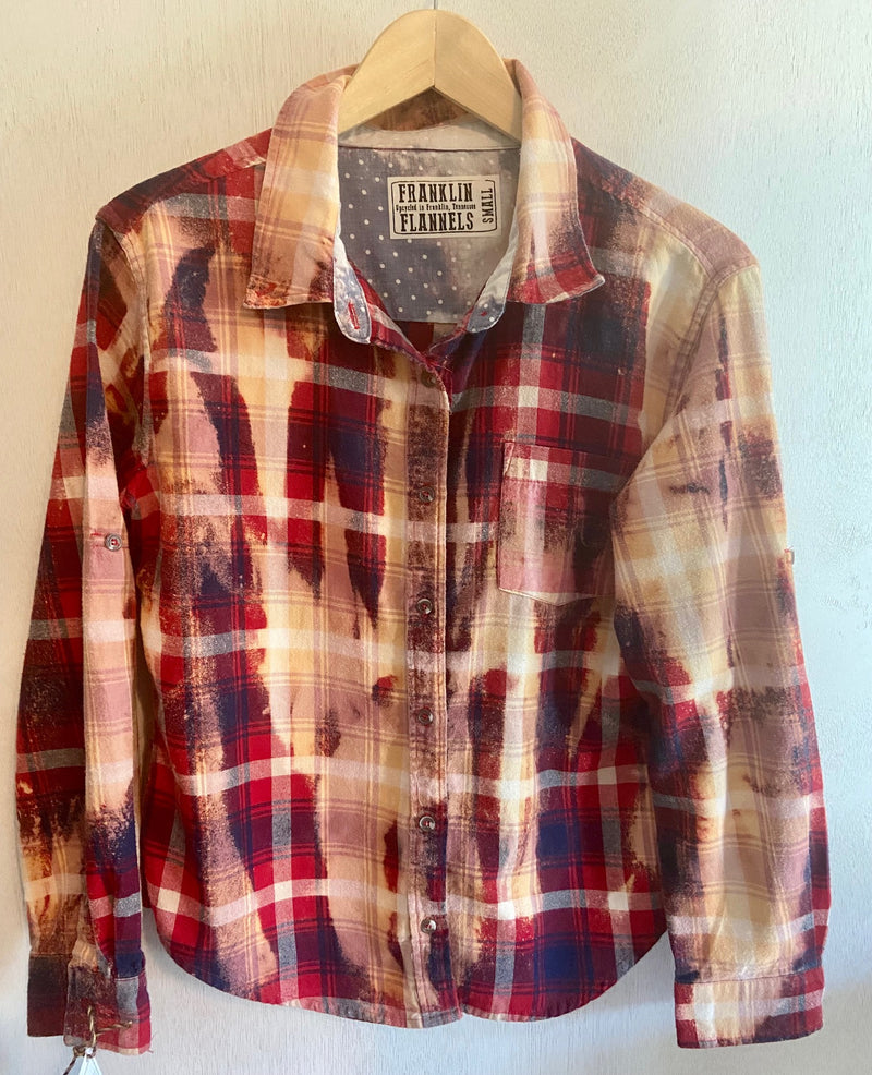 Vintage Red, Navy and Gold Flannel Size Small